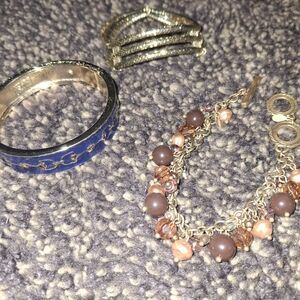 Elegant Blue and Gold Bracelet Set